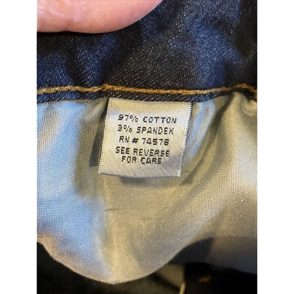 Style New York Womens 10 Black Lace Beaded Hem Dark Wash Blue Denim Jeans - Picture 8 of 9